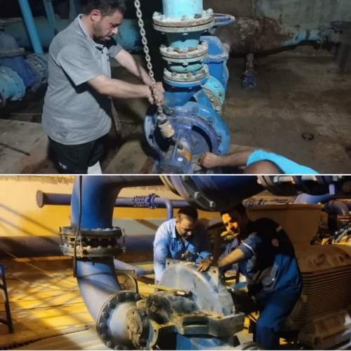 نصب و راه‌اندازی ۳ دستگاه الکتروپمپ در تصفیه‌خانه‌های آبفا اهواز
